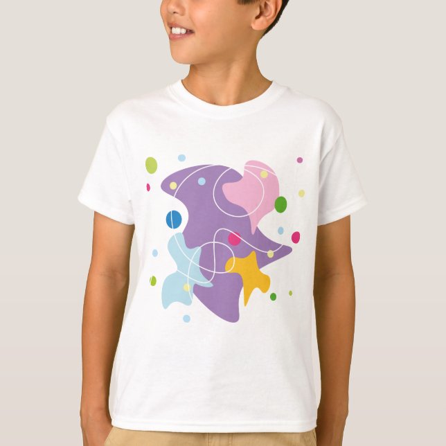 Trendy abstract pattern in purple and blue colours T-Shirt (Front)