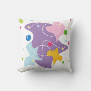 Trendy abstract pattern in purple and blue colours throw pillow