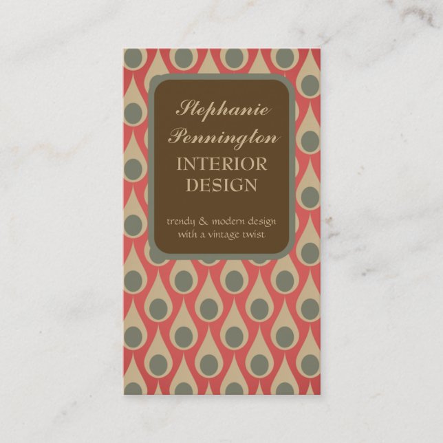 Trendy abstract peacock feathers business card (Front)