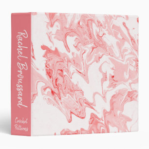 Trendy Abstract Pink Paint Swirls Personalized Binder