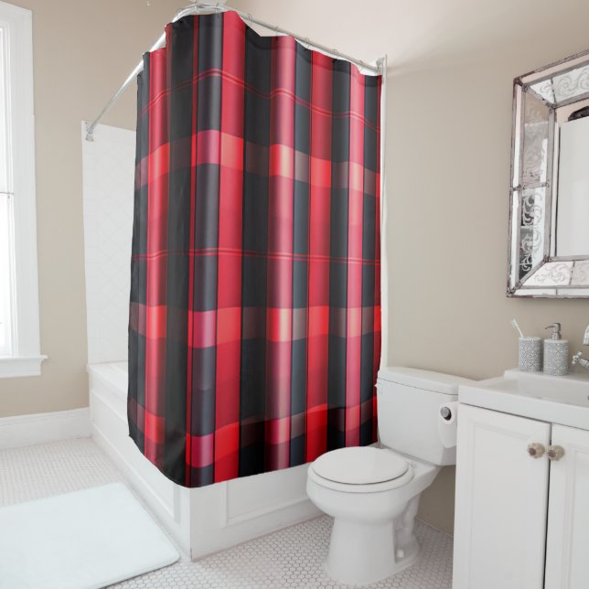 Trendy Abstract Red Black Plaid Collection (In Situ)