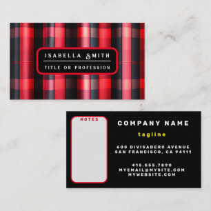 Trendy Abstract Red Black Plaid Collection Business Card