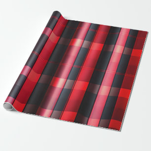 Trendy Abstract Red Black Plaid Collection Wrapping Paper