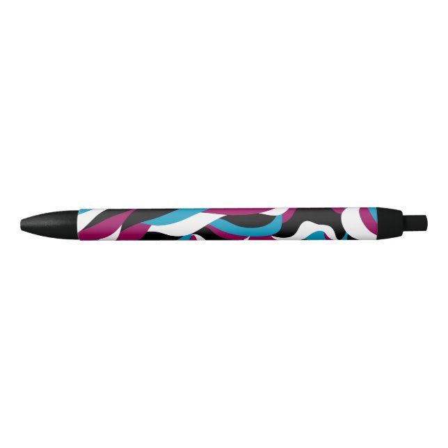 Trendy Abstract Retro Wavy Minimalist Whimsical Black Ink Pen (Front)