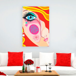 Trendy Abstract Whimsical Artsy Face Eye Canvas Print