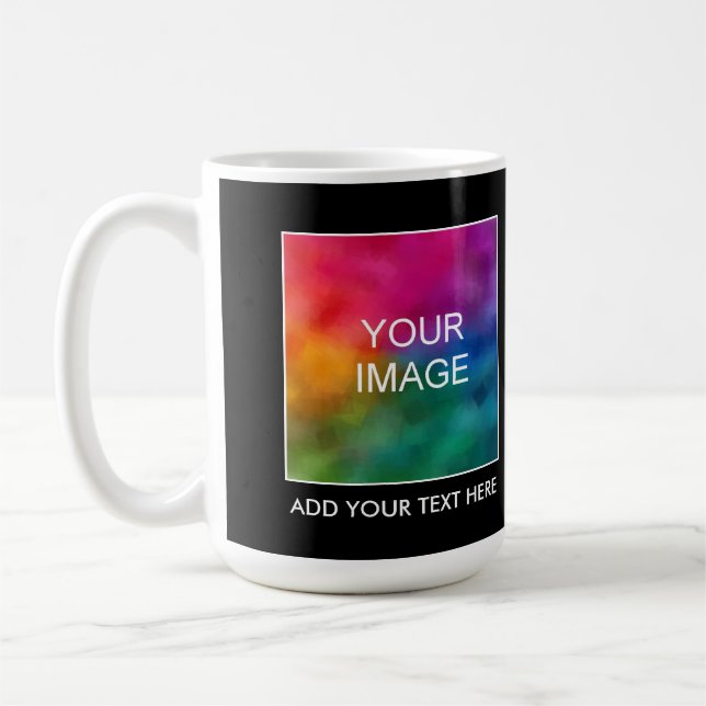 Trendy Add Image Photo Logo Text Name Elegant Coffee Mug (Left)