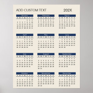 Trendy add your own custom text 2026 Calendar      Poster