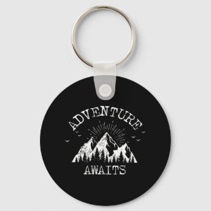 Trendy Adventure Awaits Travel Camping Vintage  Keychain