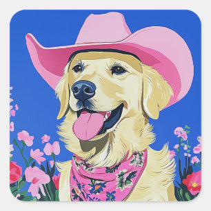 Trendy Aesthetic Cute Preppy Dog  Square Sticker