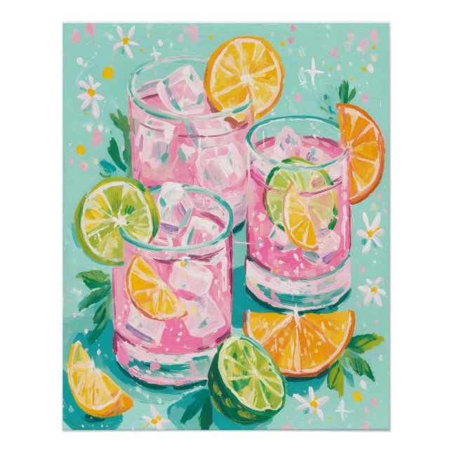 Trendy Aesthetic Summer Drinks Poster (Front)