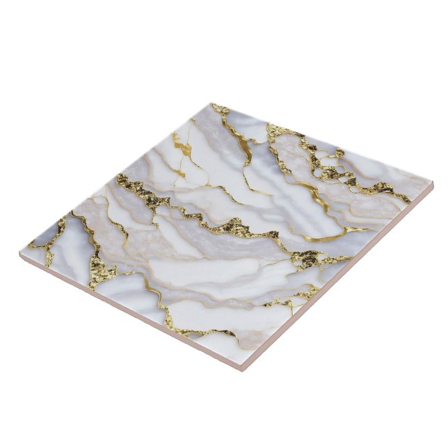 Trendy Agate Marble White Gold Collection Tile (Side)