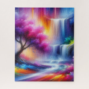 Trendy AI Generated Art Colourful Landscape Jigsaw Puzzle