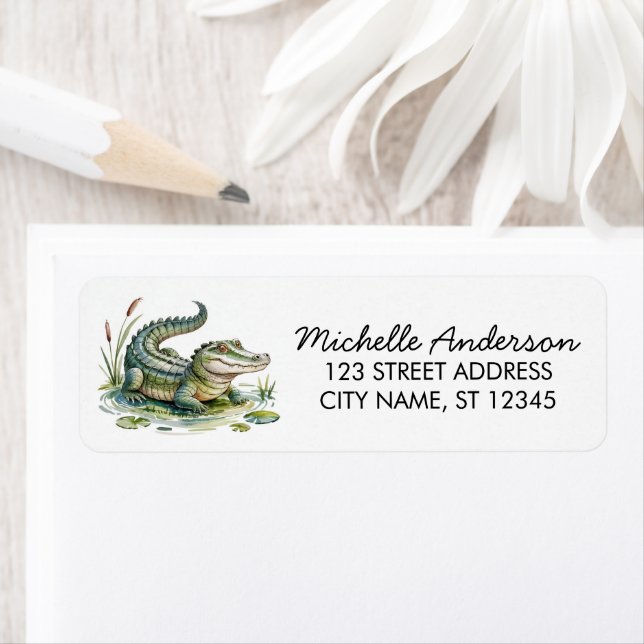 Trendy Alligator-Crocodile Animal Return Address   (Insitu)