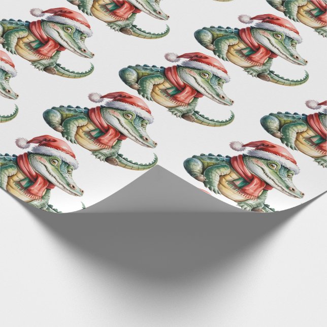 Trendy Alligators-Crocodiles Christmas Pattern  Wrapping Paper (Corner)
