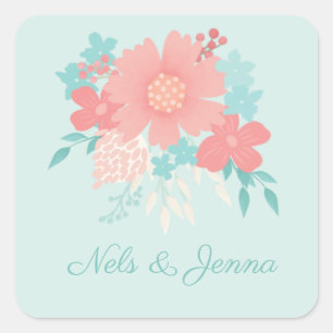 Trendy and beautiful floral design square sticker