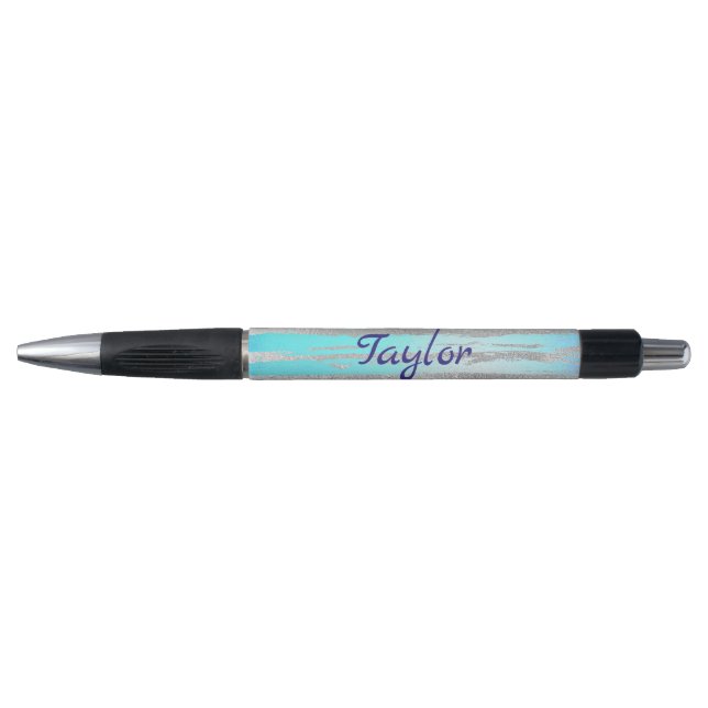 Trendy and chic blue and silver pen (Front)
