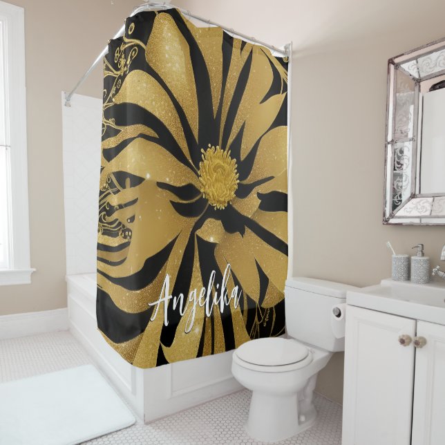 Trendy and Chic Floral Black and Gold Name (In Situ)