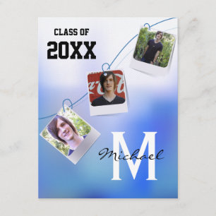 Trendy And Customizable Blue Ombre Photo Invite