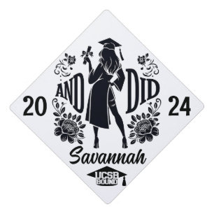 Trendy "AND DID" Urban Woman's Silhouette Black Graduation Cap Topper