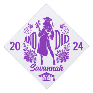 Trendy "AND DID" Urban Woman's Silhouette Purple Graduation Cap Topper