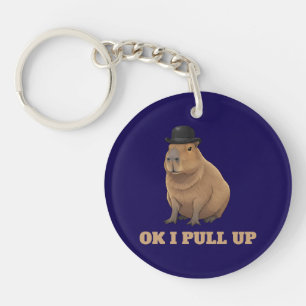 Trendy and funny Capybara meme design Keychain