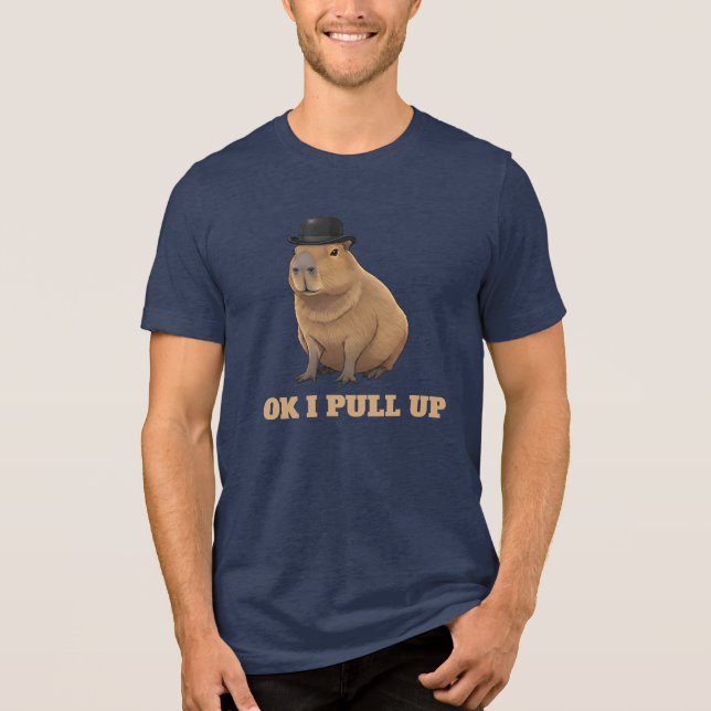 Trendy and funny Capybara meme design Tri-Blend Shirt (Front)