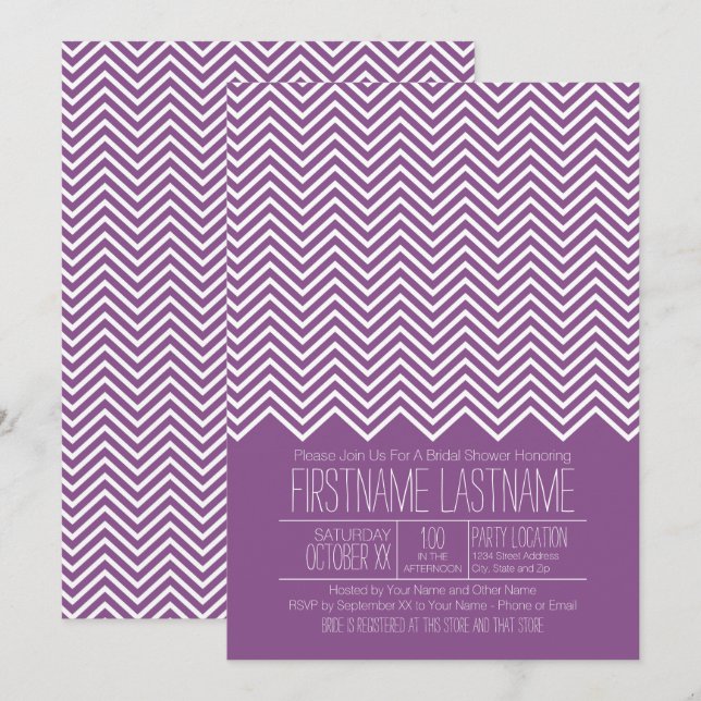 Trendy and Modern Chevron Pattern Bridal Shower Invitation (Front/Back)