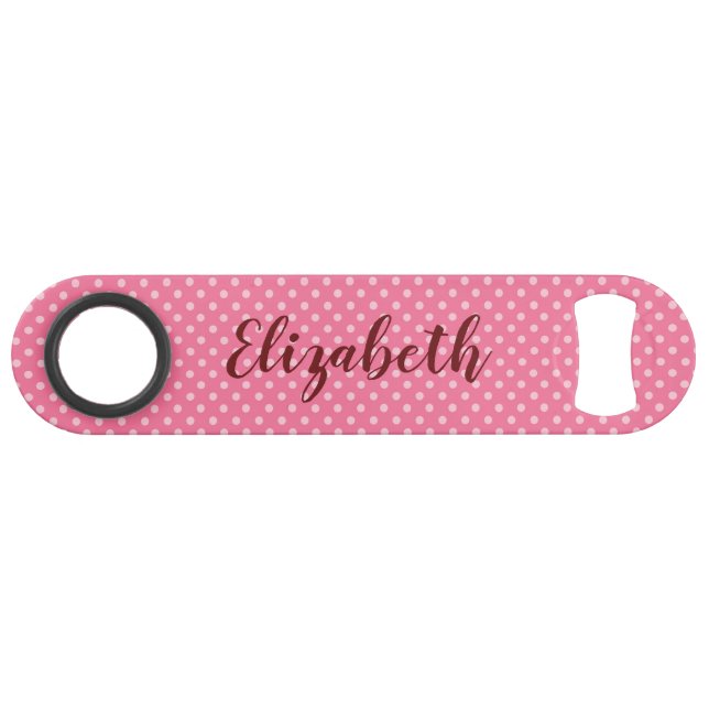Trendy and pink polka dots bar key (Front (Horizontal))
