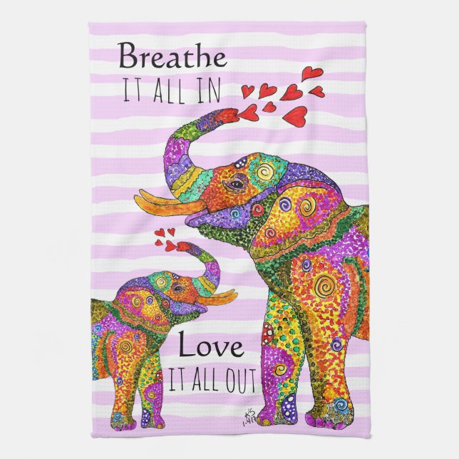 Trendy and Stylish Elephant and Calf Kitchen Towel (Vertical)