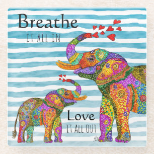 Trendy and Stylish Elephant and Calf Kitchen Towel Glass Coaster