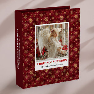 Trendy Angel Poinsettia Red Gold Custom Christmas Binder