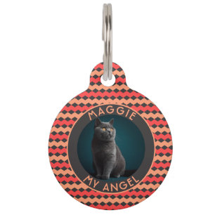 Trendy Animal Lover Gift Abstract Chevron Pet Tag