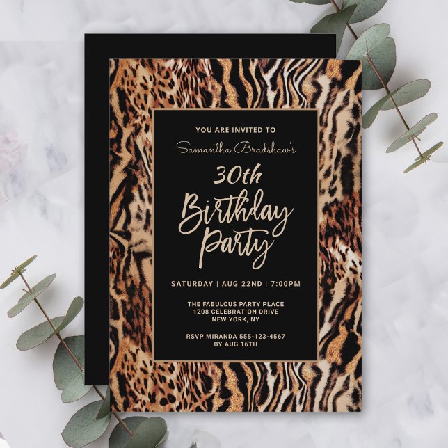 Trendy Animal Print 30th Birthday Party Invitation (Creator Uploaded)