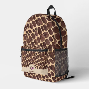 Trendy Animal Print Brown Modern Monogram Printed Backpack