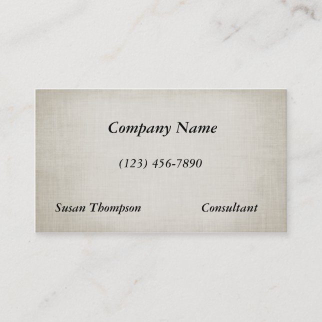 Trendy Antique White Linen Texture Business Card (Front)