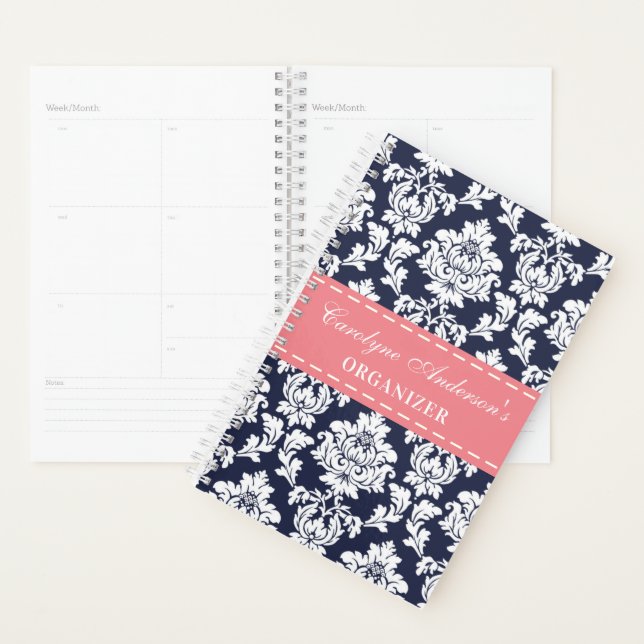 Trendy "Any Colour" Chic Floral Damask Planner (Display)