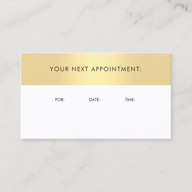 Trendy Appointment Reminder Gold Look Template Card (Front)