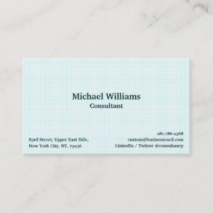 Trendy Aqua Blue Chequered Pattern Modern Elegant Business Card