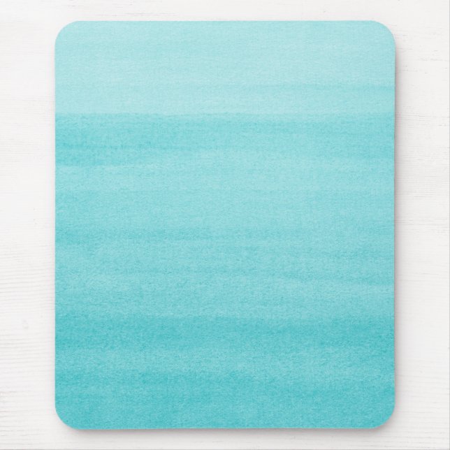Trendy Aqua Blue Ombre Watercolor Pattern Mouse Pad (Front)