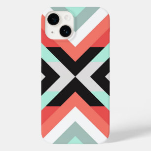 Trendy Aqua Coral Geometric Color Block Design Cas Case-Mate iPhone 14 Case