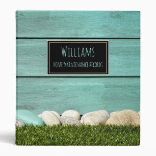 Trendy Aqua House & Lawn Home Maintenance Records Binder