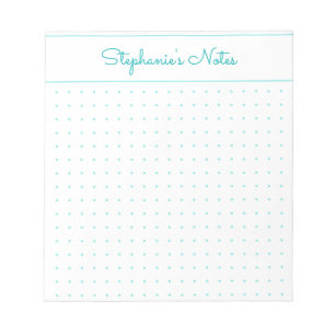 Trendy Aqua Personalized Dot Grid Notepad
