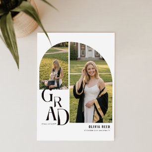 Trendy Arch Photo Collage Graduation Announcement Postcard
