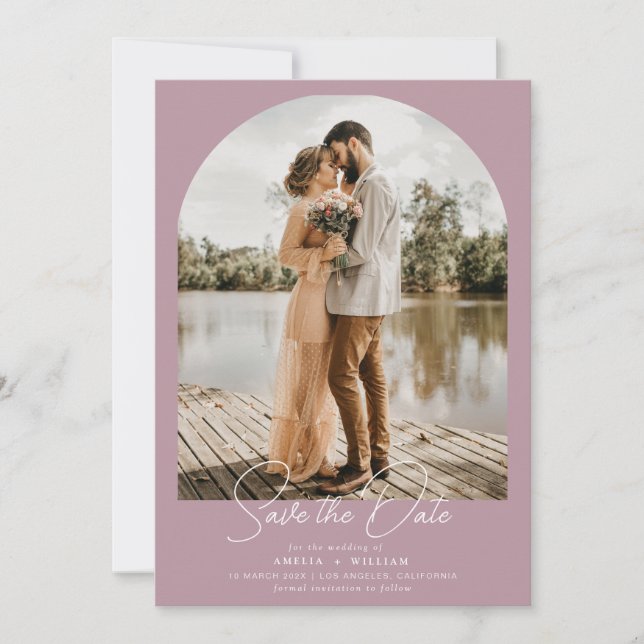 trendy arch photo dusty rose wedding Save the Date (Front)