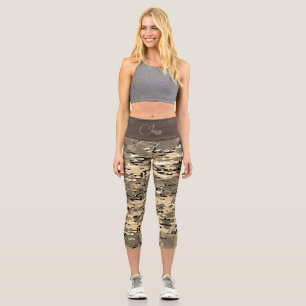 Trendy Army Fatigue Camouflage Personalized Capri Leggings