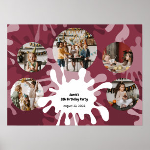 Trendy Art Birthday 5 Photos Collage Template Poster