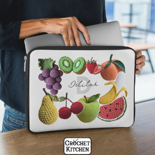 Trendy Artistic Rainbow Crochet Fruit Collage Laptop Sleeve