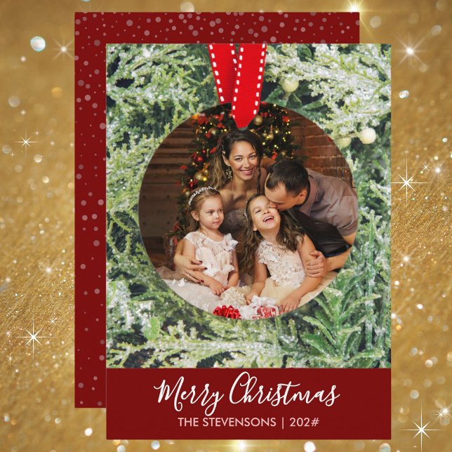 Trendy Artsy Christmas Ornament Family Photo Holiday Card (Instant downloads for your convenience. Also available in multiple amounts or sizes. )