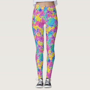 Trendy Artsy Colourful Watercolor Splatters Patter Leggings