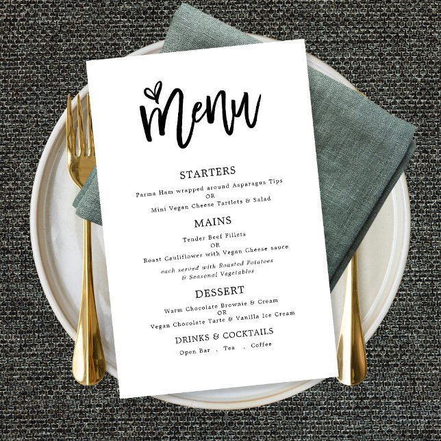 Trendy Artsy Script Text Only Wedding Menu Poster (Creator Uploaded)